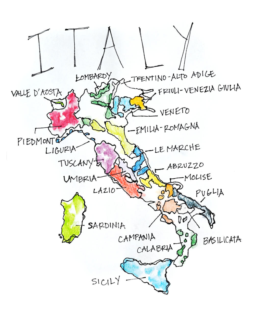 Italy Wine Map | Violet Wine, image size:1000x1250